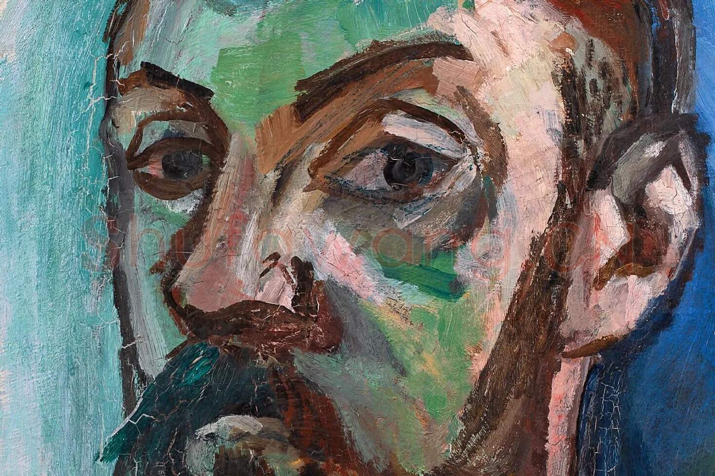 亨利·马蒂斯《穿条纹 T 恤的自画像》局部 (1)