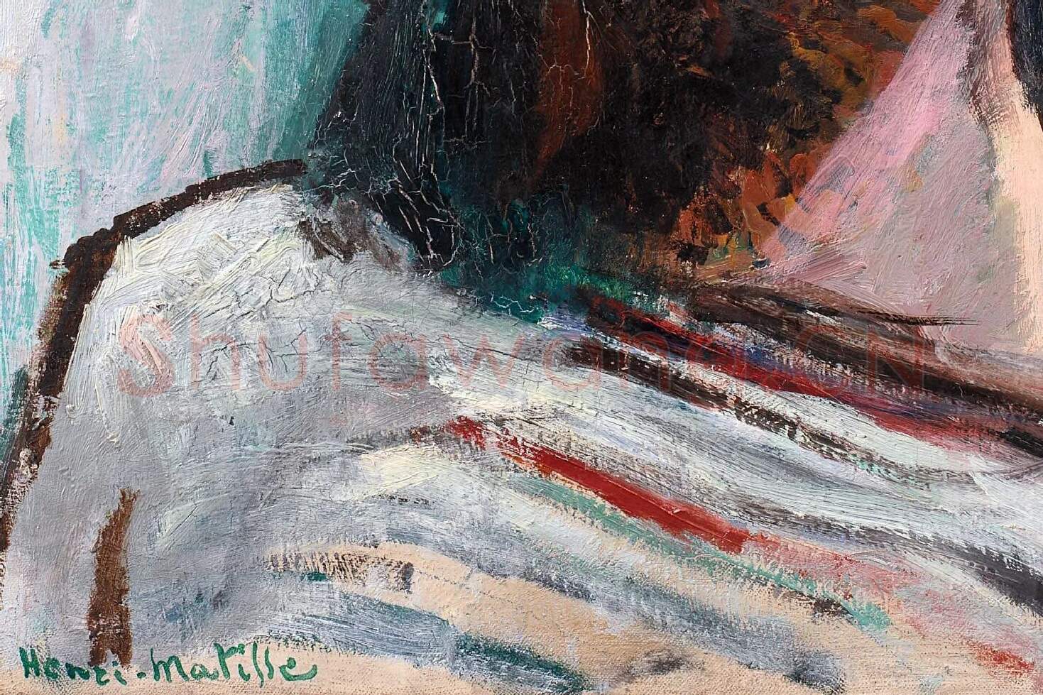 亨利·马蒂斯《穿条纹 T 恤的自画像》局部 (2)