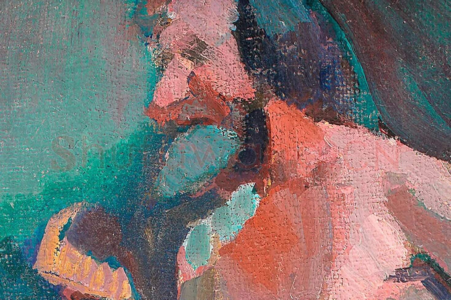 马蒂斯油画《站立的男模特》局部 (1)