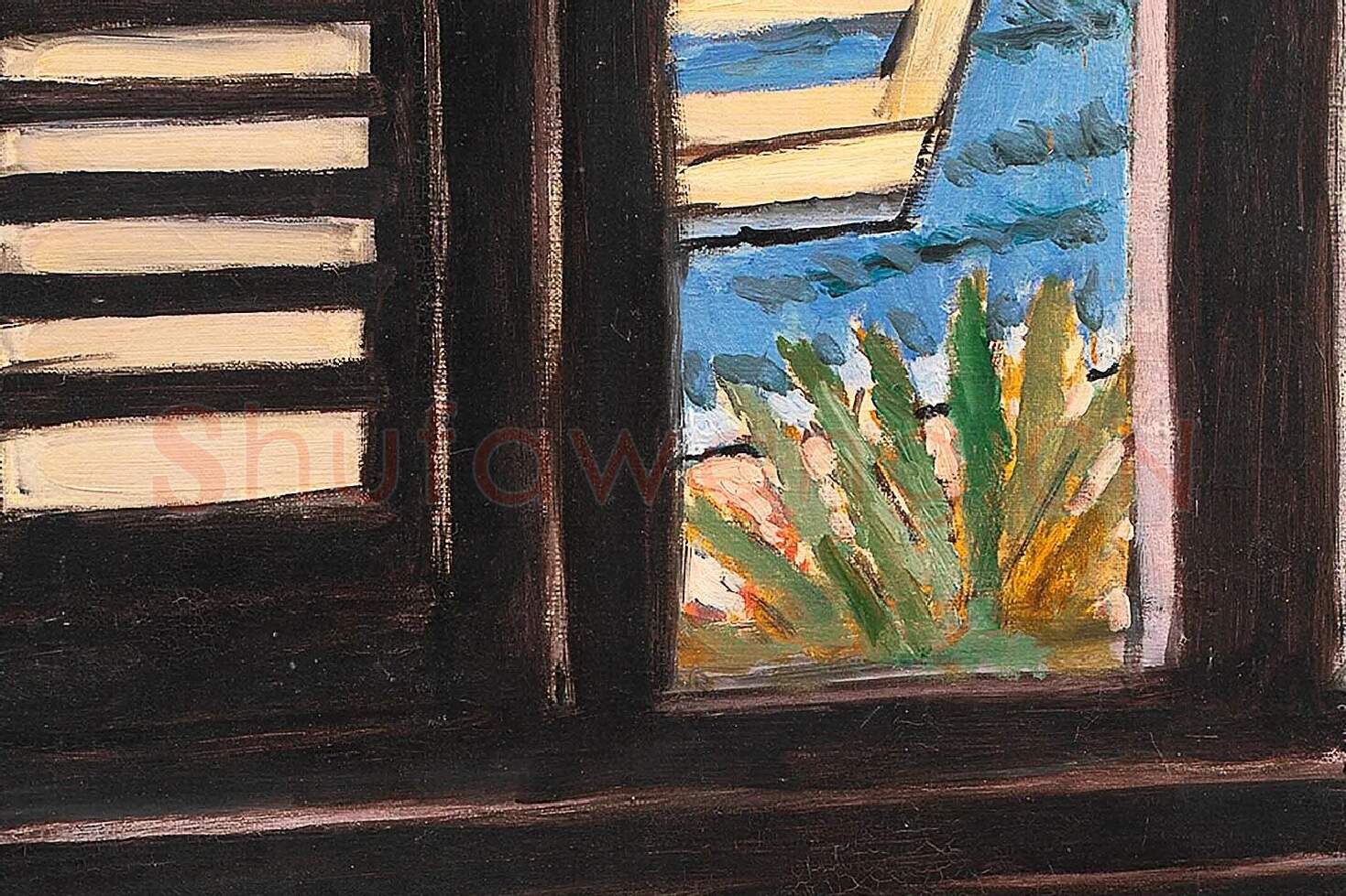 马蒂斯油画静物《带小提琴的室内场景》局部 (1)