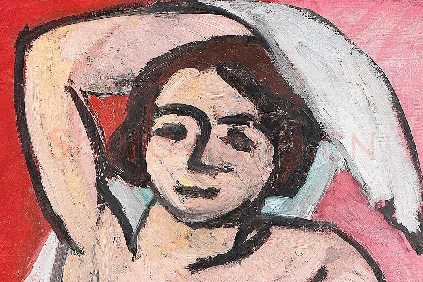 马蒂斯《戴白围巾的裸女》局部 (1)