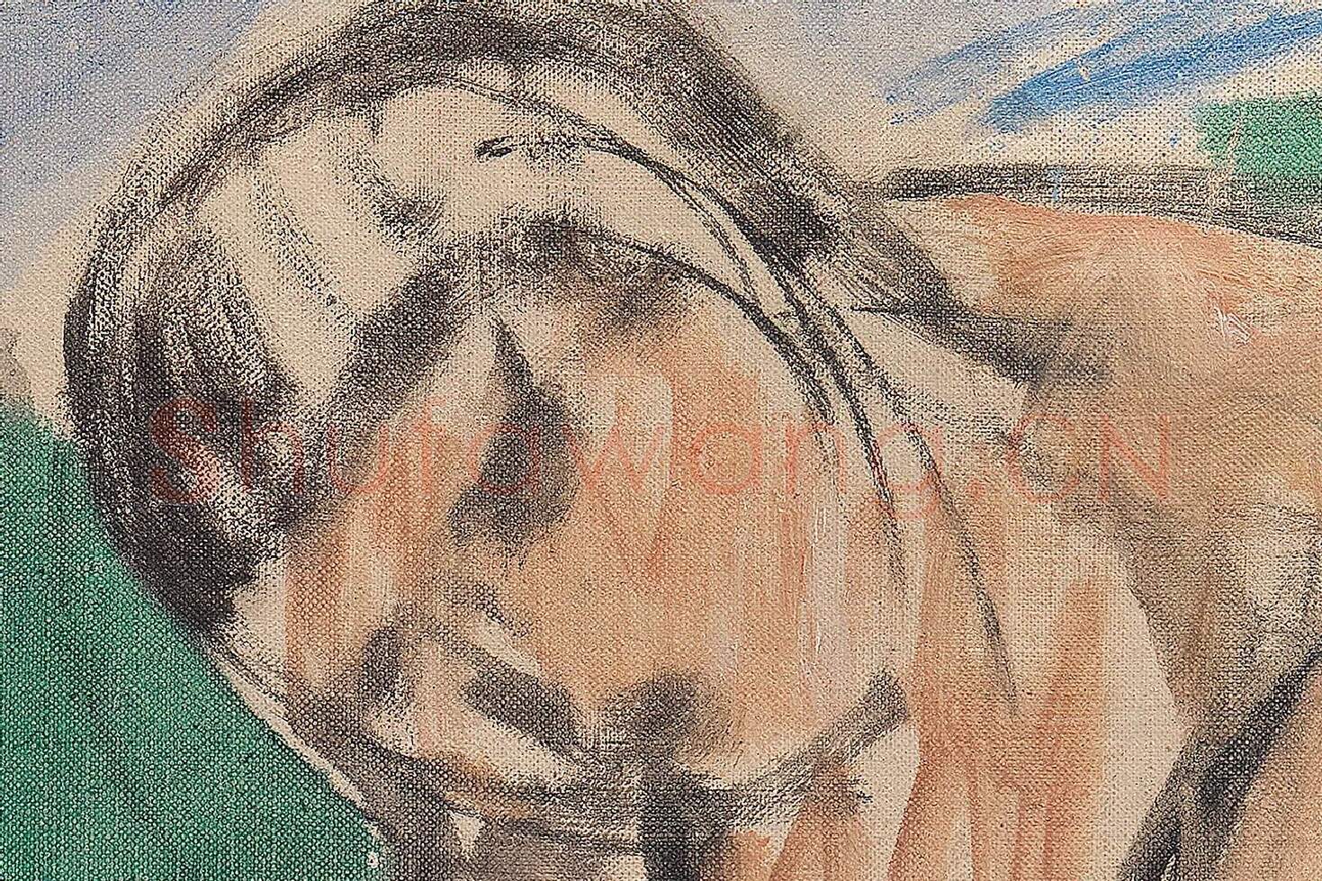 马蒂斯油画作品《浴者，仙女与牧神》高清大图局部 (1)