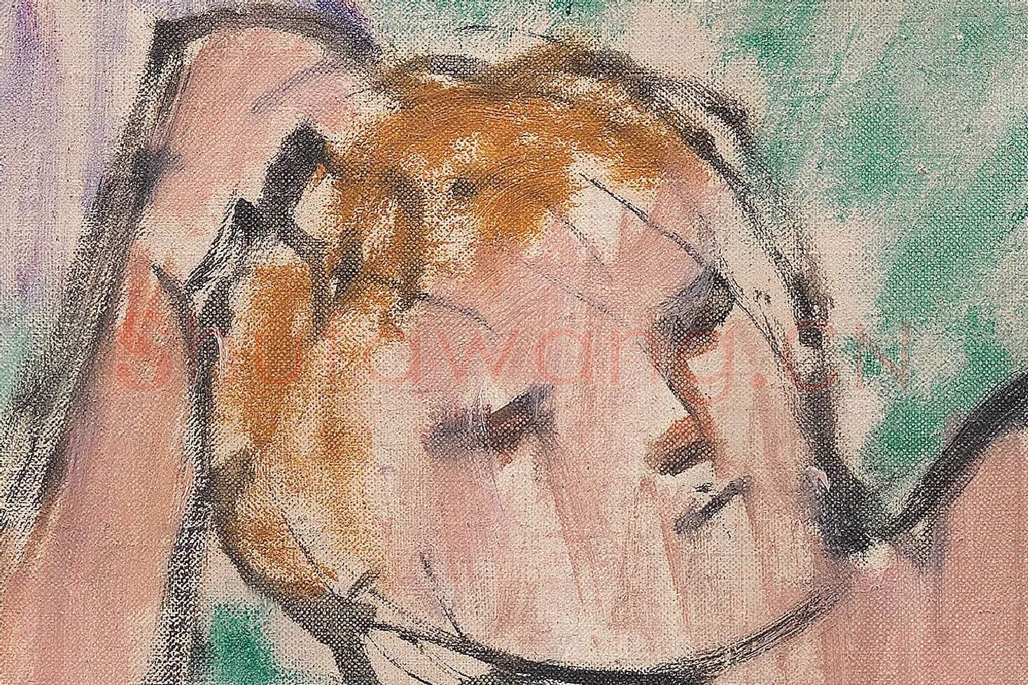 马蒂斯油画作品《浴者，仙女与牧神》高清大图局部 (2)