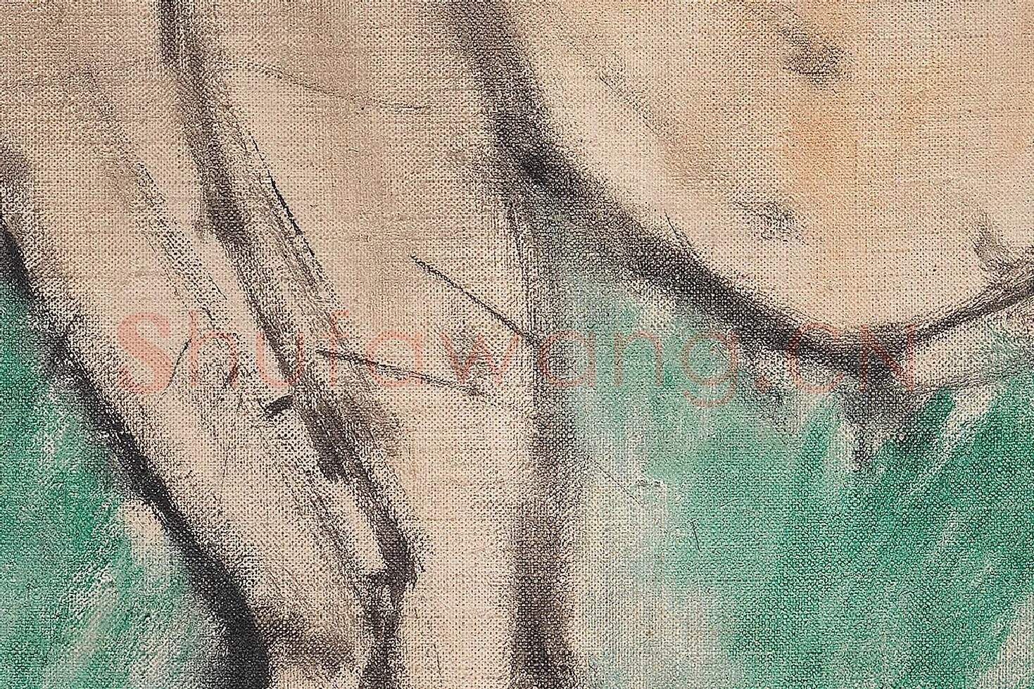 马蒂斯油画作品《浴者，仙女与牧神》高清大图局部 (4)