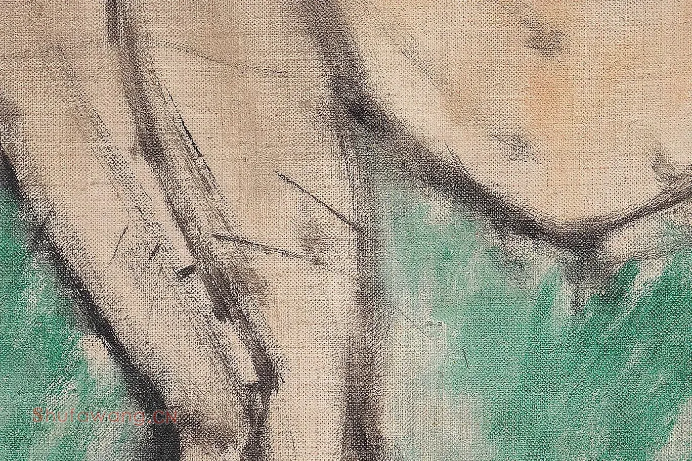 马蒂斯油画作品《浴者，仙女与牧神》高清大图局部 (4)
