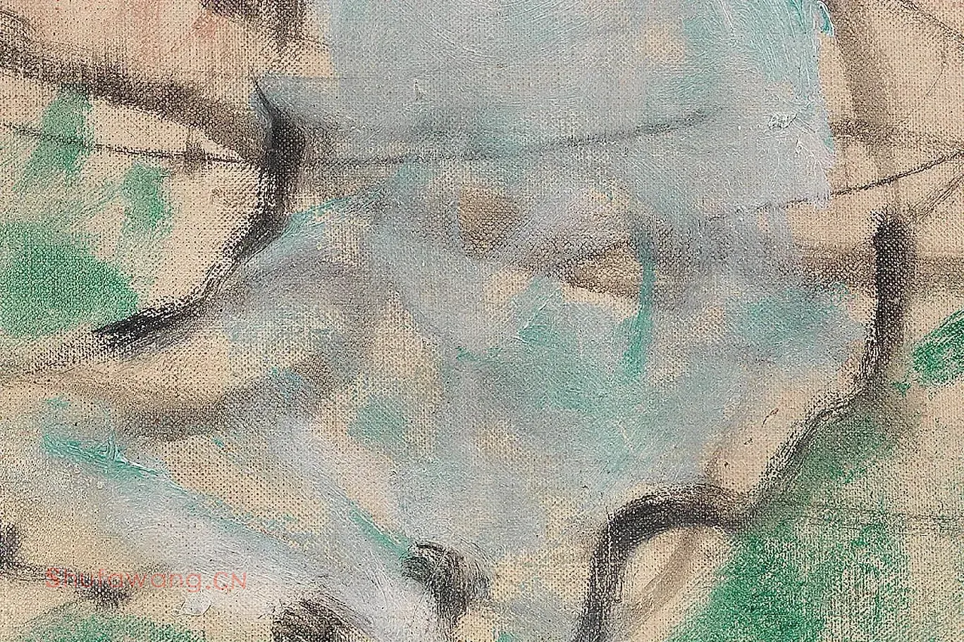 马蒂斯油画作品《浴者，仙女与牧神》高清大图局部 (5)