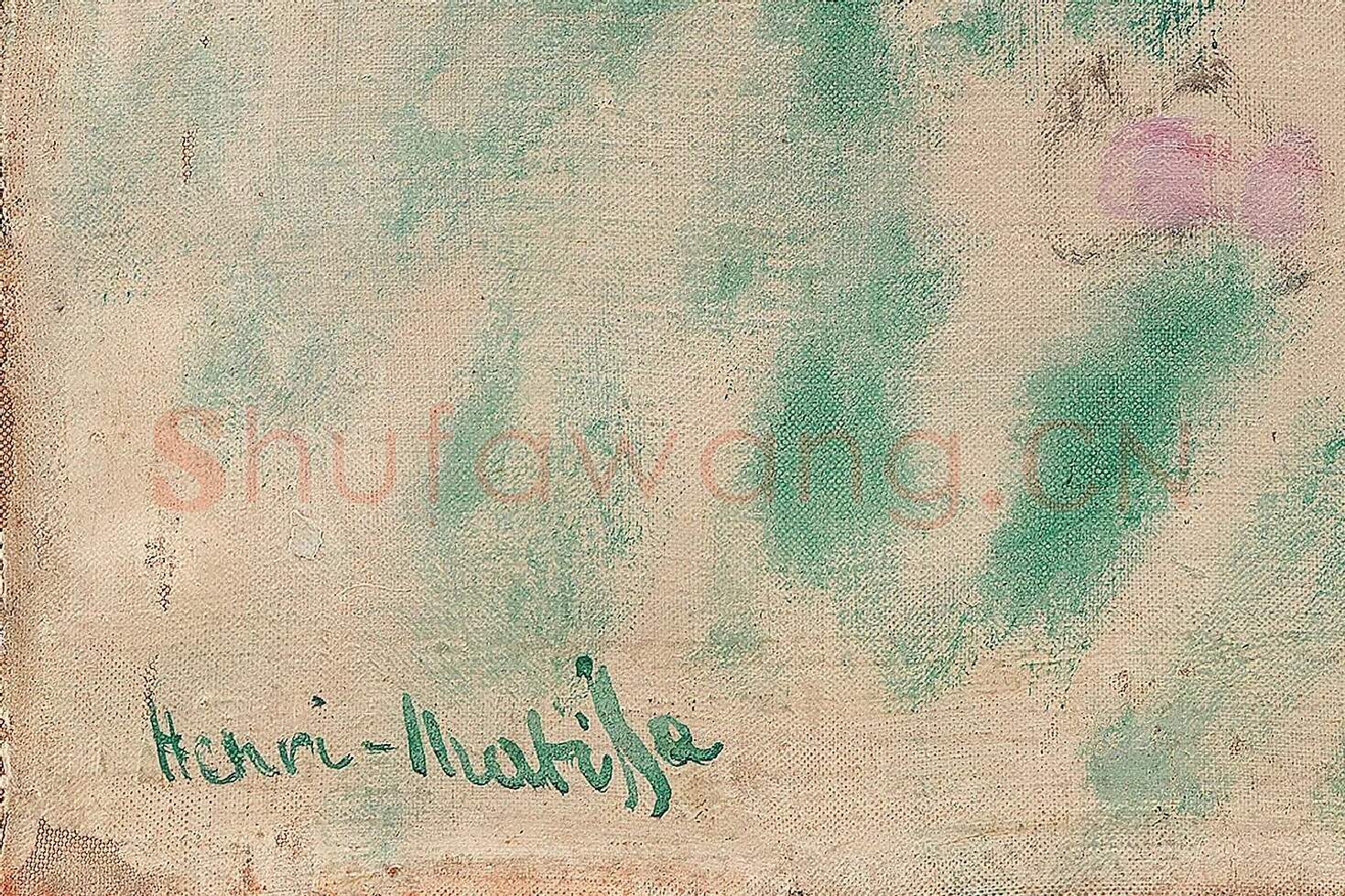 马蒂斯油画作品《浴者，仙女与牧神》高清大图局部 (7)