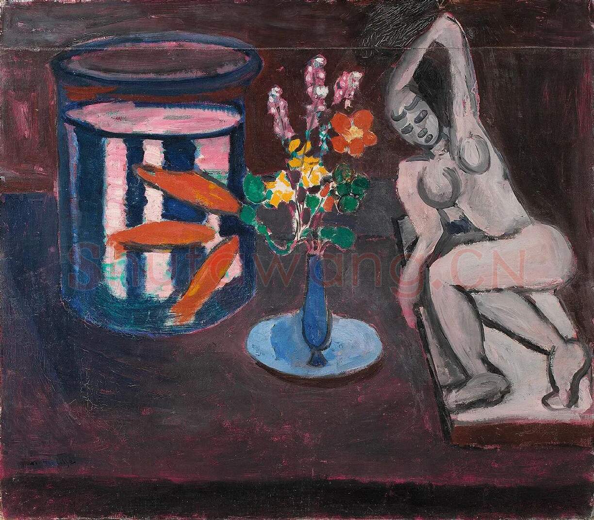 马蒂斯油画静物《金鱼》