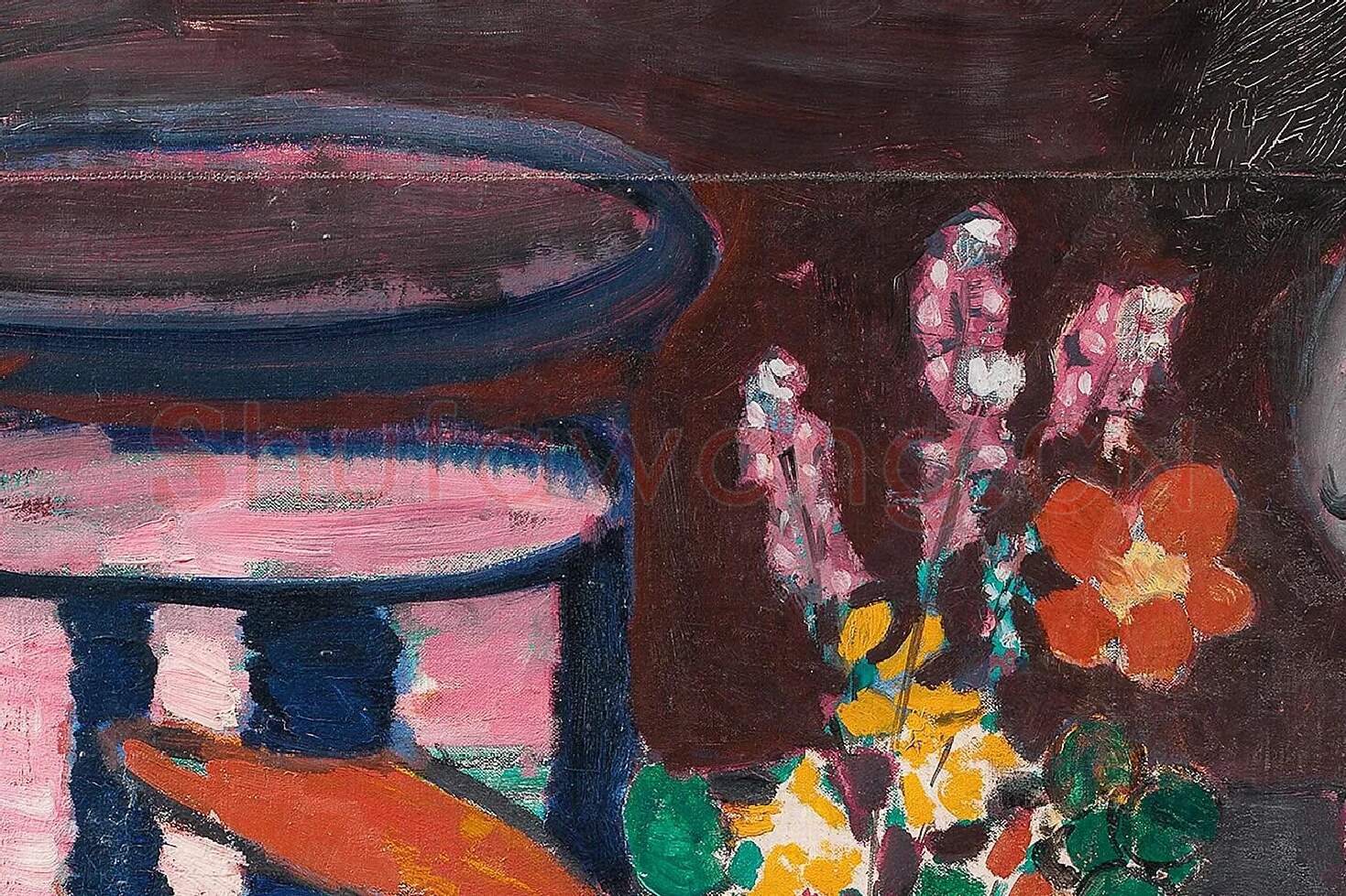 马蒂斯油画静物《金鱼》局部 (2)