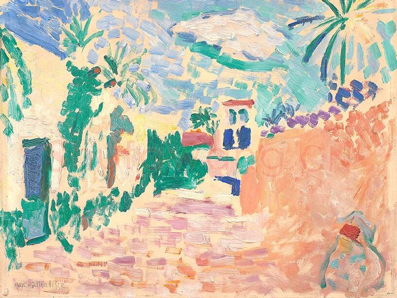 马蒂斯油画风景《阿尔及利亚比斯克拉的街道》