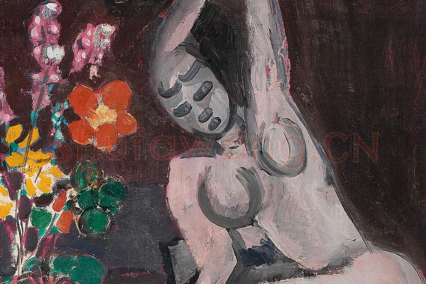 马蒂斯油画静物《金鱼》局部 (3)