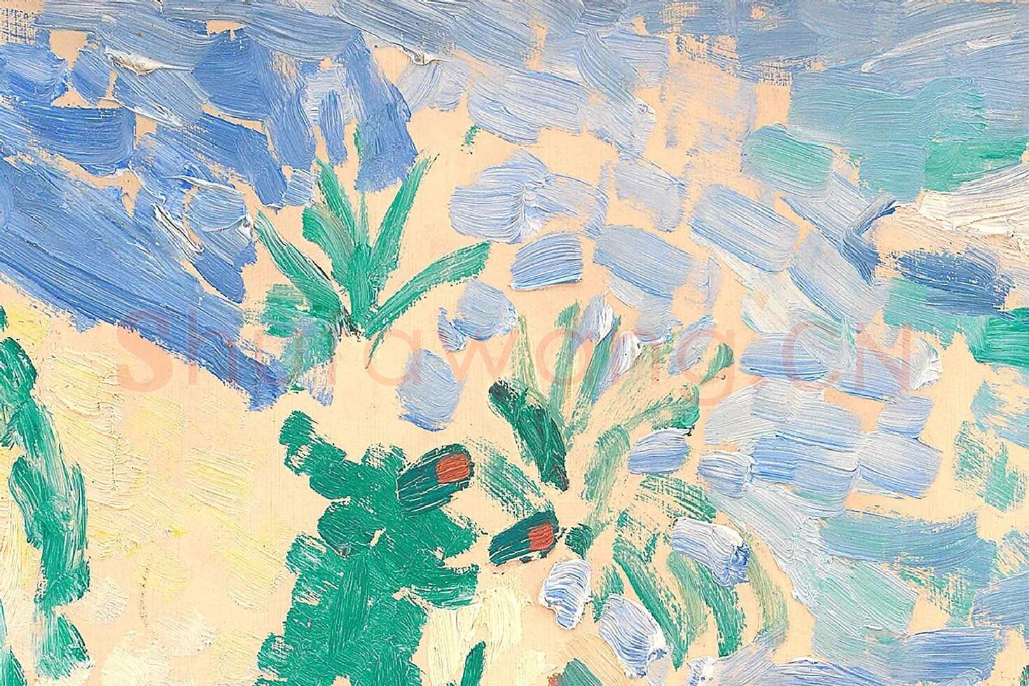 马蒂斯油画风景《阿尔及利亚比斯克拉的街道》局部 (2)