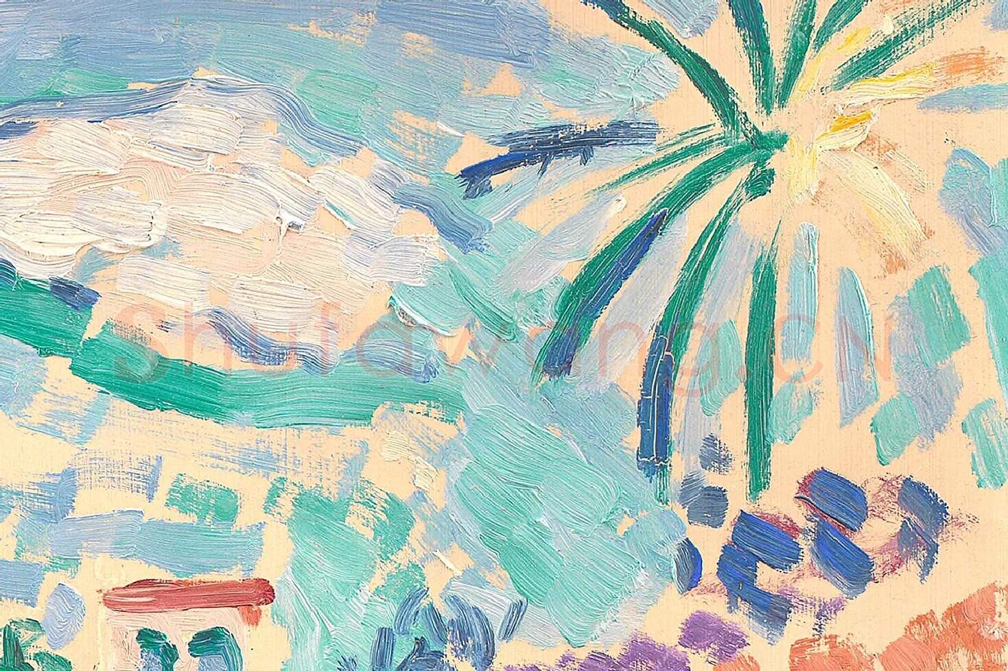 马蒂斯油画风景《阿尔及利亚比斯克拉的街道》局部 (3)