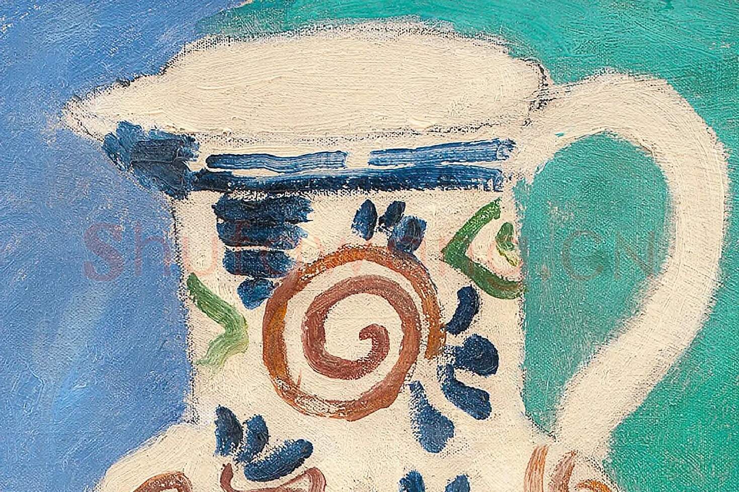 马蒂斯油画静物《粉色洋葱与罐子》局部 (1)