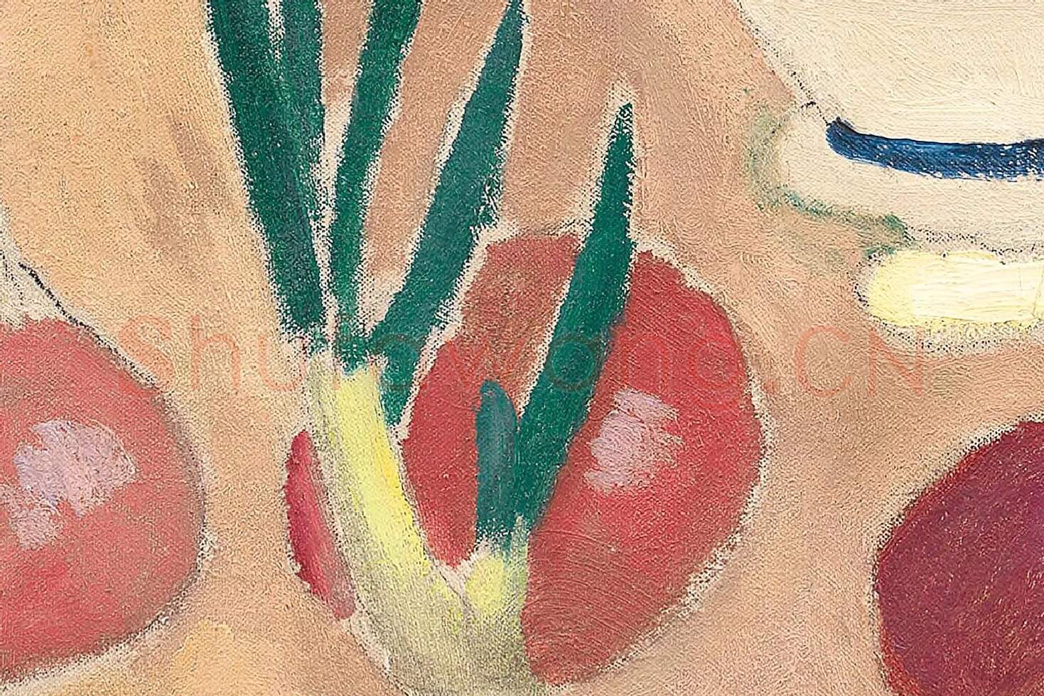 马蒂斯油画静物《粉色洋葱与罐子》局部 (2)