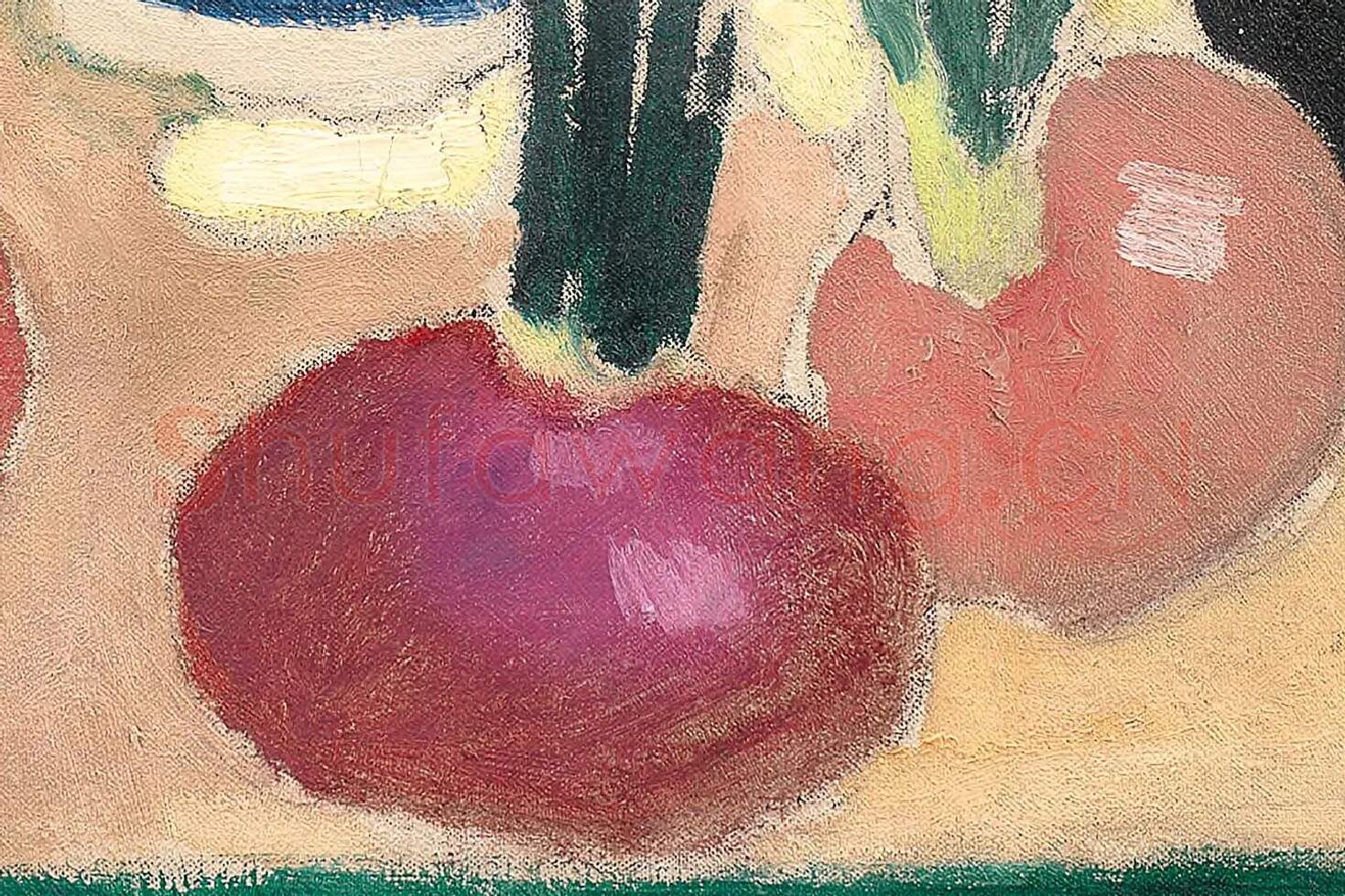 马蒂斯油画静物《粉色洋葱与罐子》局部 (3)