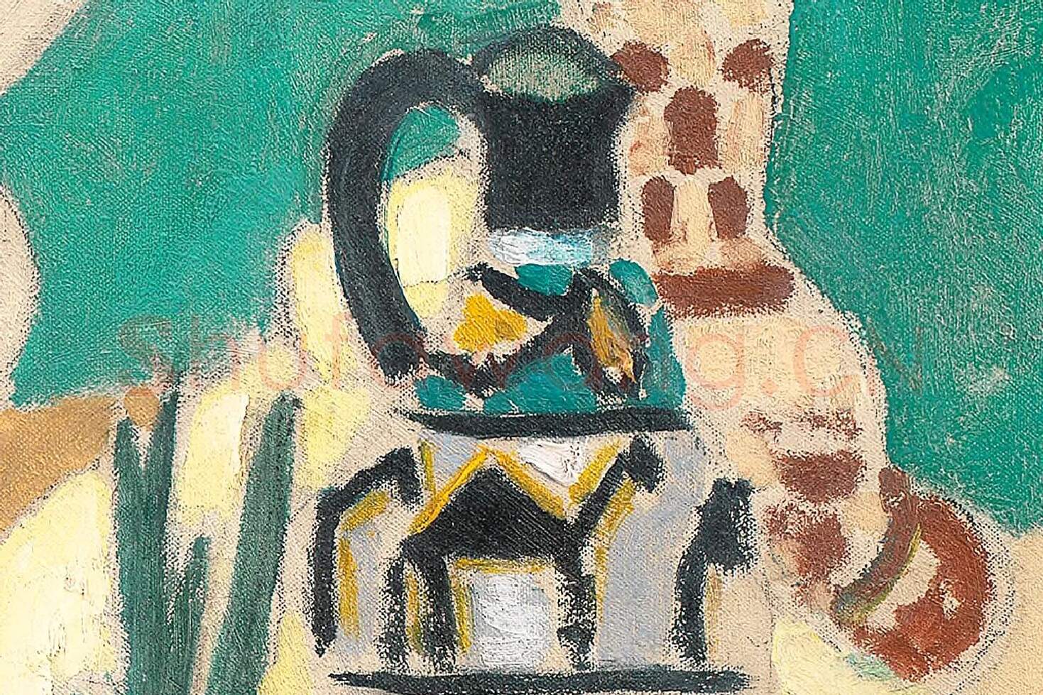 马蒂斯油画静物《粉色洋葱与罐子》局部 (4)