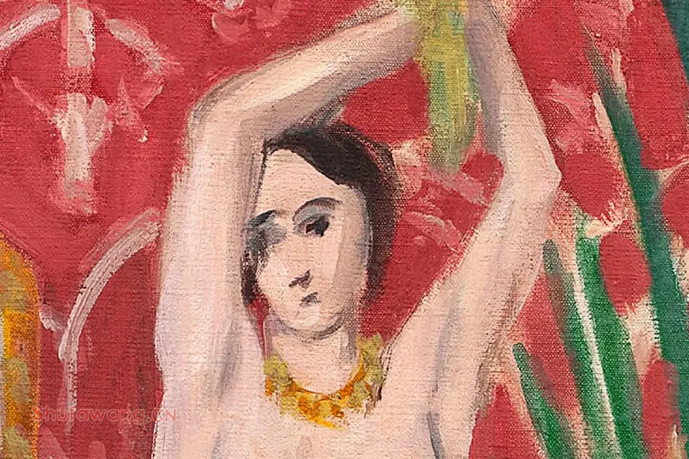 马蒂斯油画人物《持屏风的宫女》局部 (1)