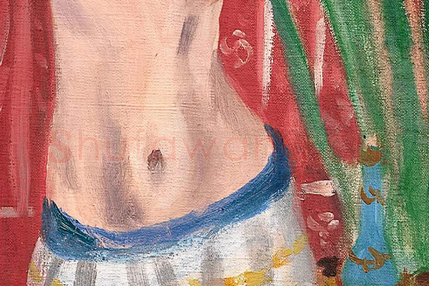 马蒂斯油画人物《持屏风的宫女》局部 (2)