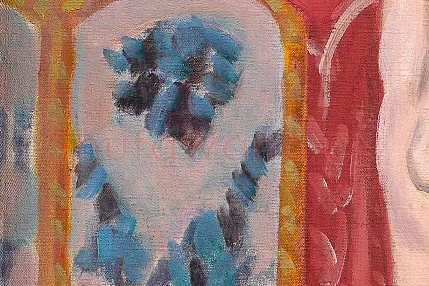 马蒂斯油画人物《持屏风的宫女》 局部(3)