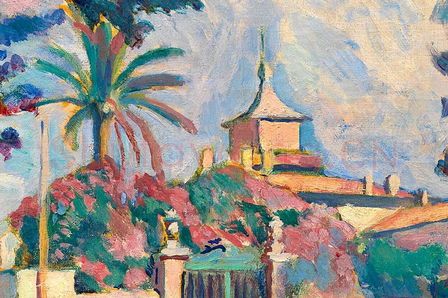 马蒂斯风景画《圣特罗佩李斯广场》局部 (1)