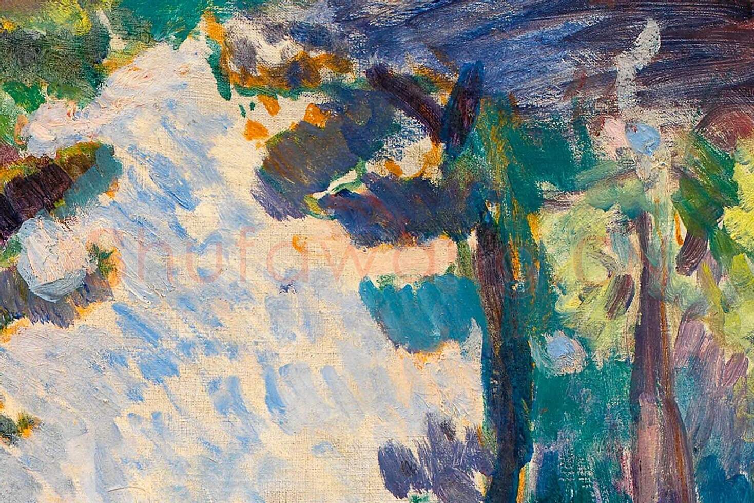 马蒂斯风景画《圣特罗佩李斯广场》局部 (2)