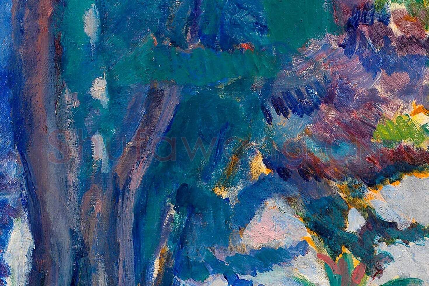 马蒂斯风景画《圣特罗佩李斯广场》局部 (3)