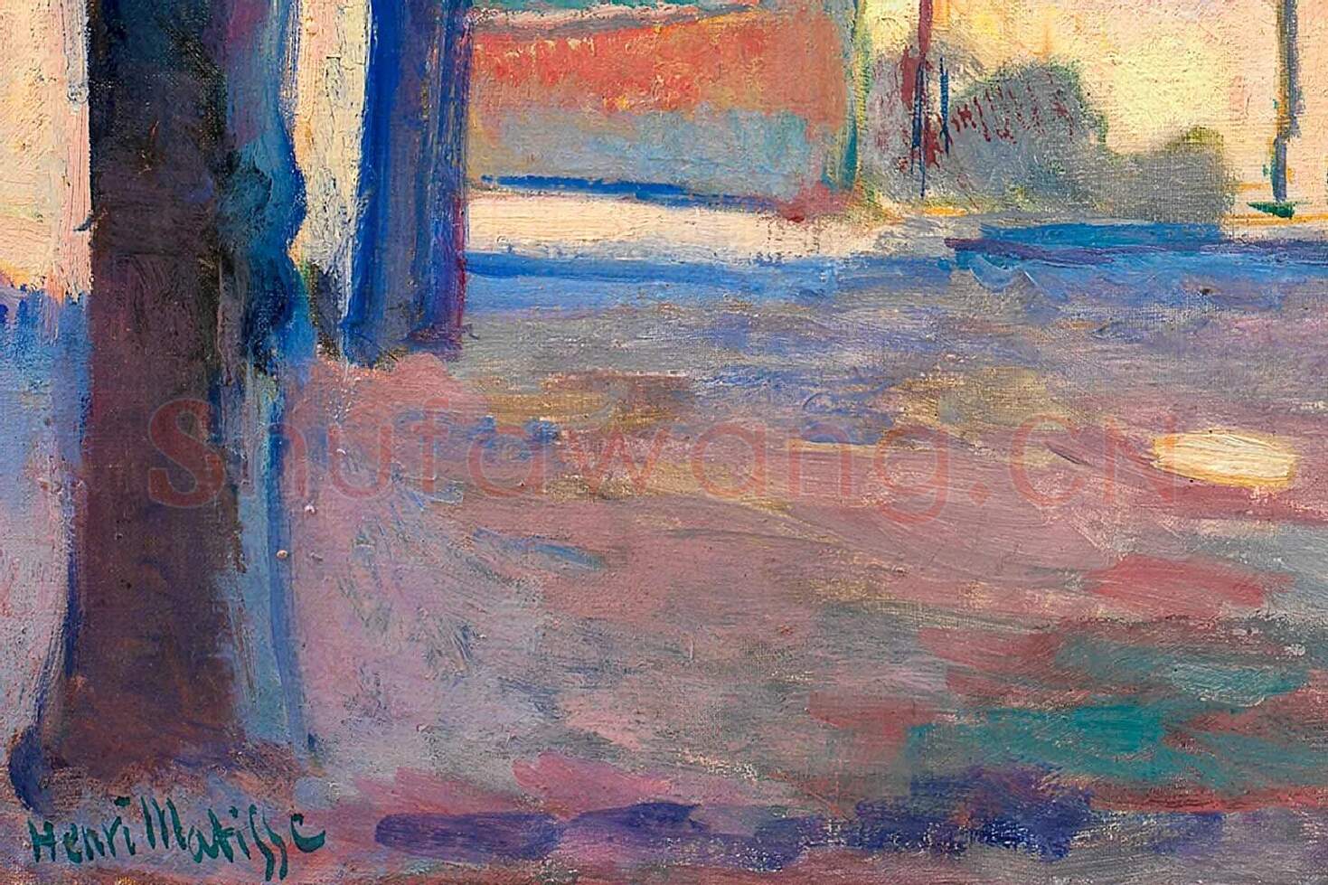 马蒂斯风景画《圣特罗佩李斯广场》局部 (4)