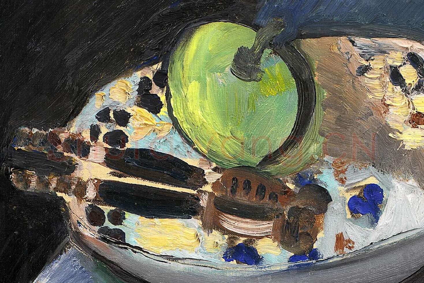 马蒂斯油画静物《有胡桃夹子的静物》局部 (1)