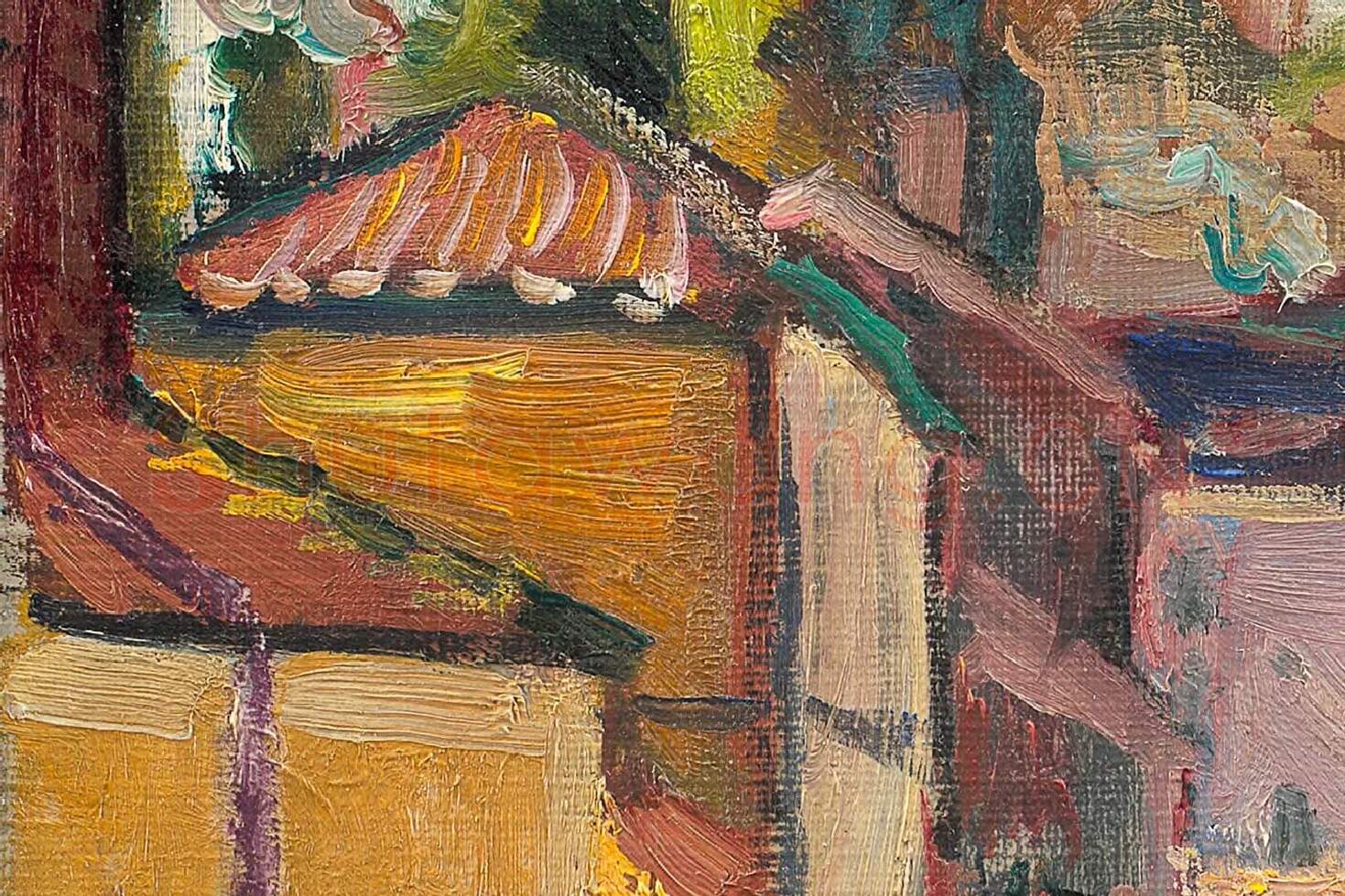 马蒂斯油画风景《阿尔克伊的街道》局部 (3)