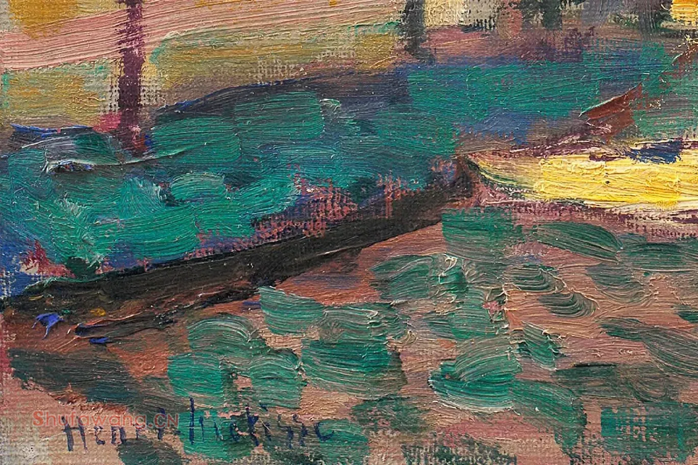 马蒂斯油画风景《阿尔克伊的街道》局部 (4)
