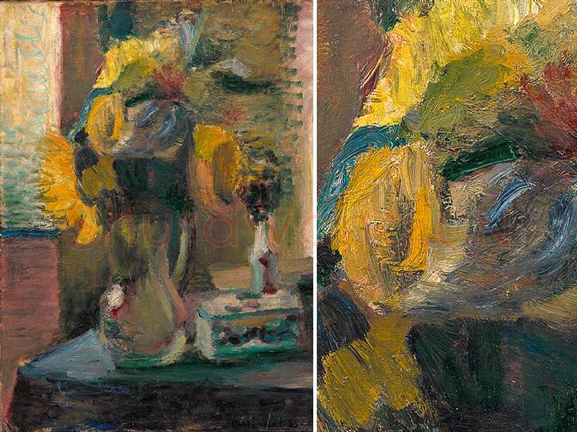 马蒂斯静物画《花瓶里的向日葵》