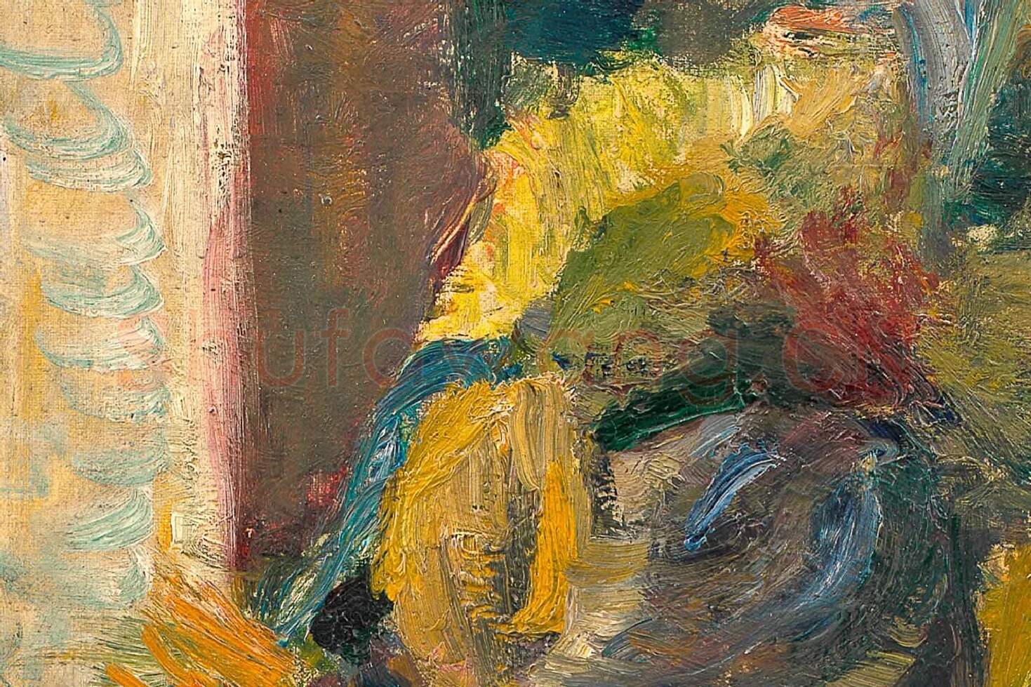 马蒂斯静物画《花瓶里的向日葵》局部 (1)