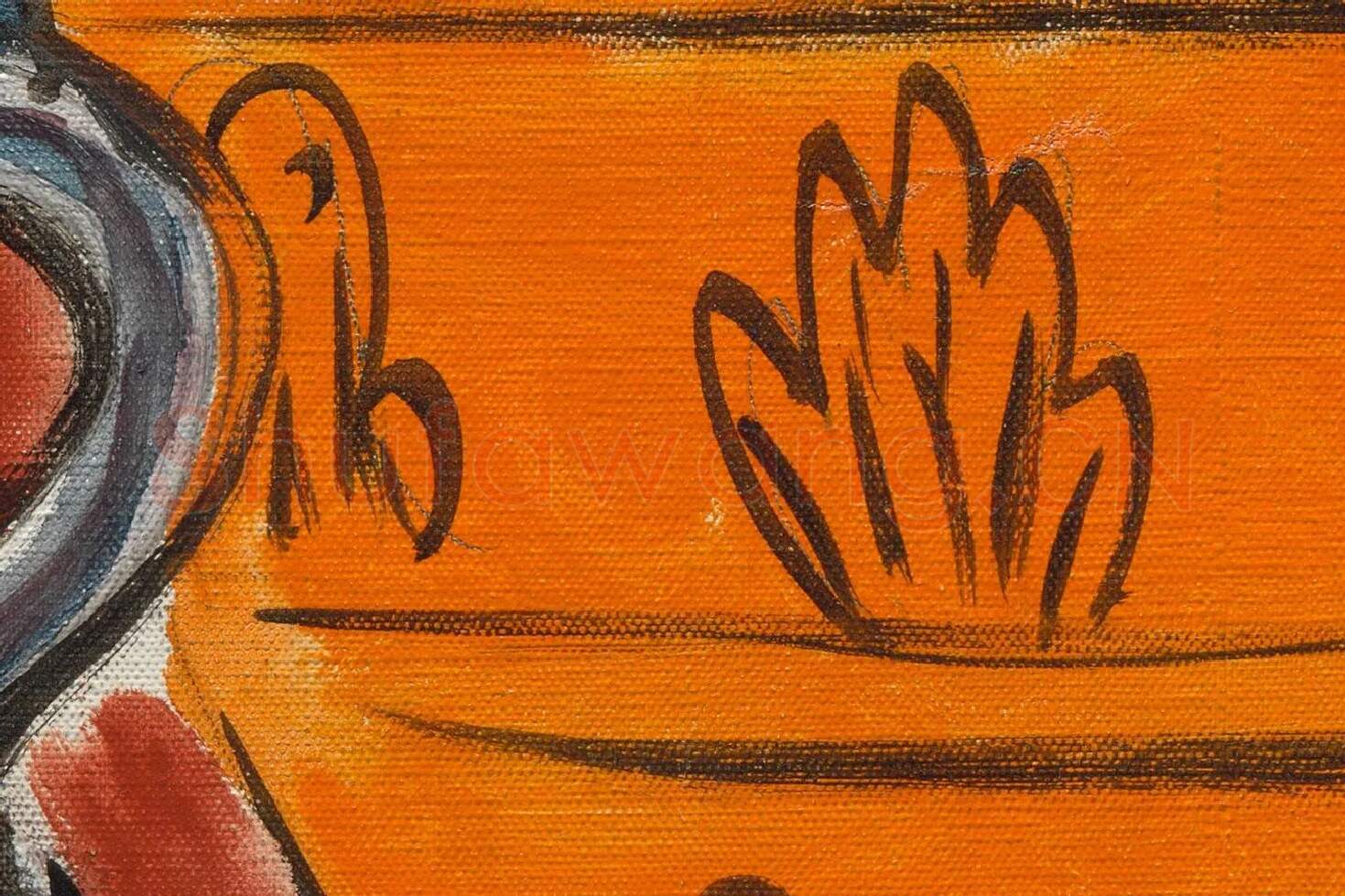 马蒂斯作品《带有伊特鲁里亚花瓶的室内》高清大图局部 (3)