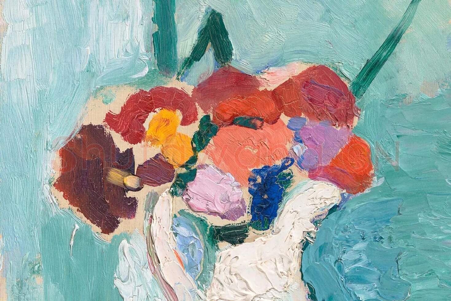 马蒂斯油画静物《花》局部 (1)