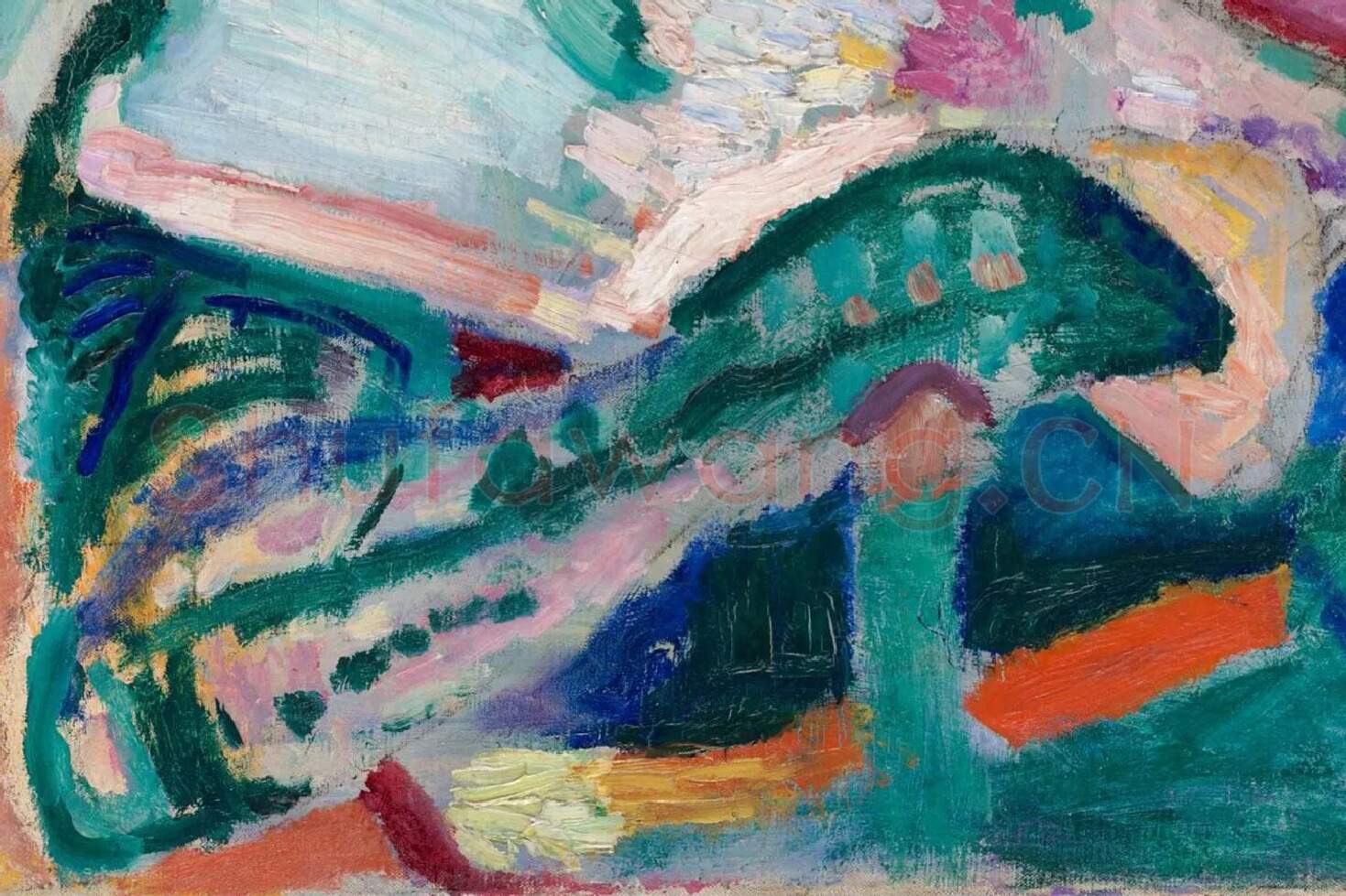 马蒂斯油画人物《戴帽子的女人》局部 (3)