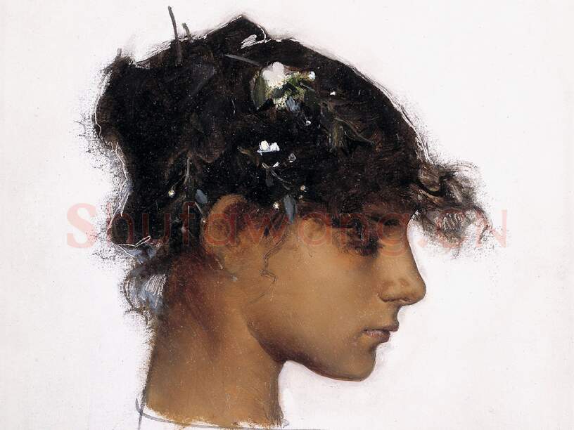 萨金特油画人物女孩头像