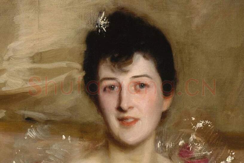 萨金特油画肖像《休·哈默斯利夫人》局部 (1)