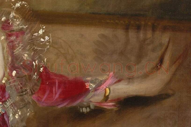 萨金特油画肖像《休·哈默斯利夫人》局部 (2)