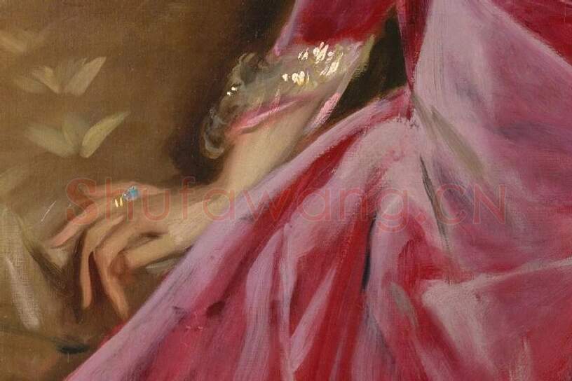 萨金特油画肖像《休·哈默斯利夫人》局部 (3)