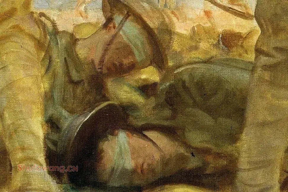 萨金特战争题材油画作品《Gassed》局部 (12)