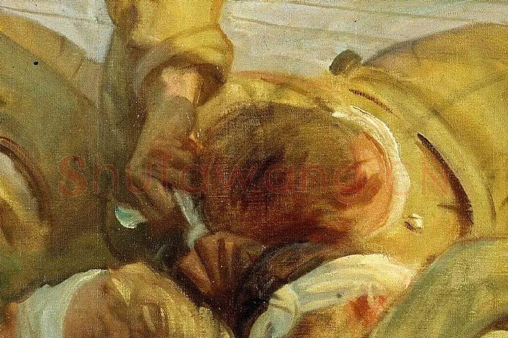 萨金特战争题材油画作品《Gassed》局部 (13)