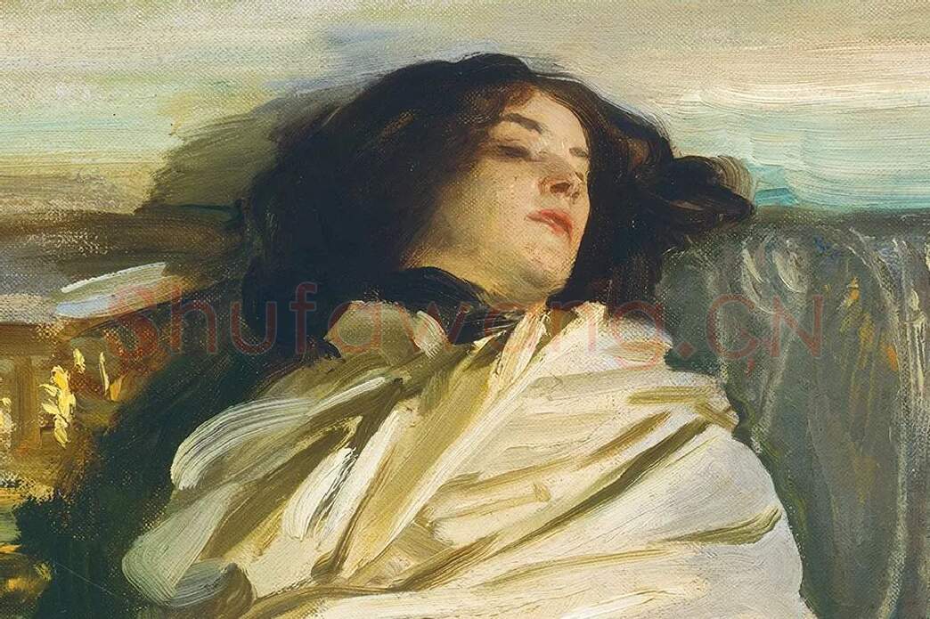 萨金特油画作品《休息》局部 (1)