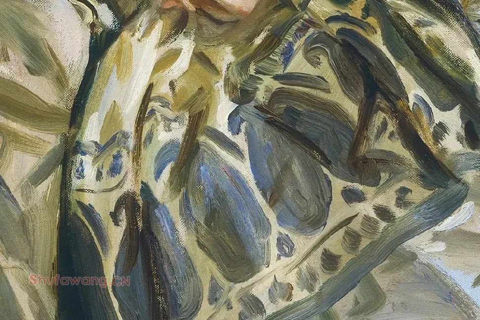 萨金特油画作品《休息》局部 (4)