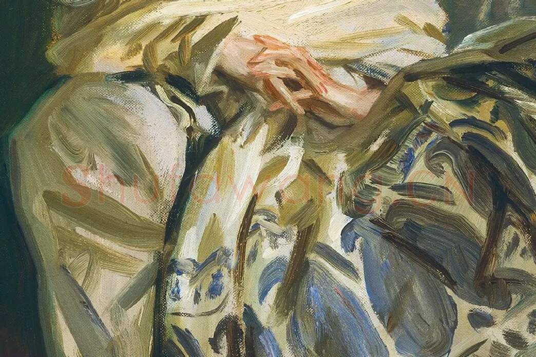 萨金特油画作品《休息》局部 (5)