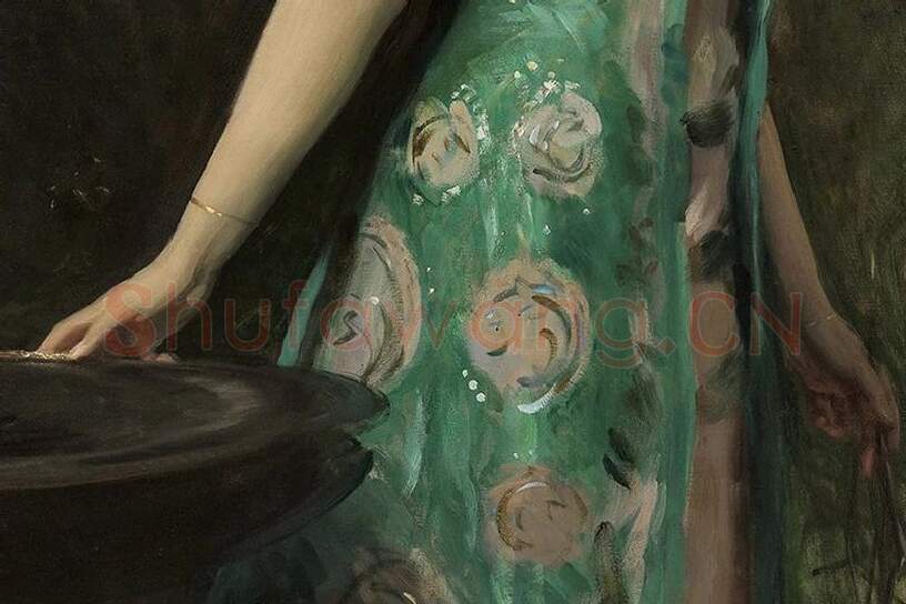 萨金特油画人物肖像《萨瑟兰公爵夫人》局部 (3)