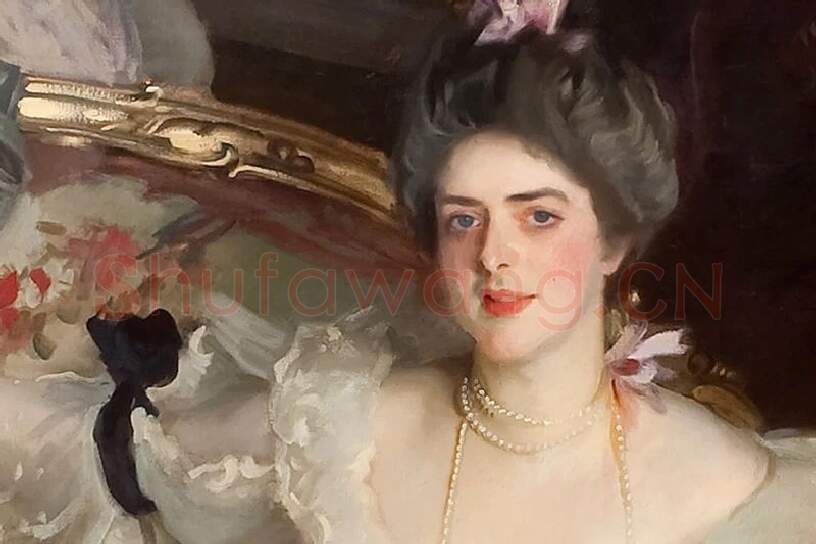 萨金特肖像画作品《卡尔·迈耶夫人和她的两个孩子》局部 (1)