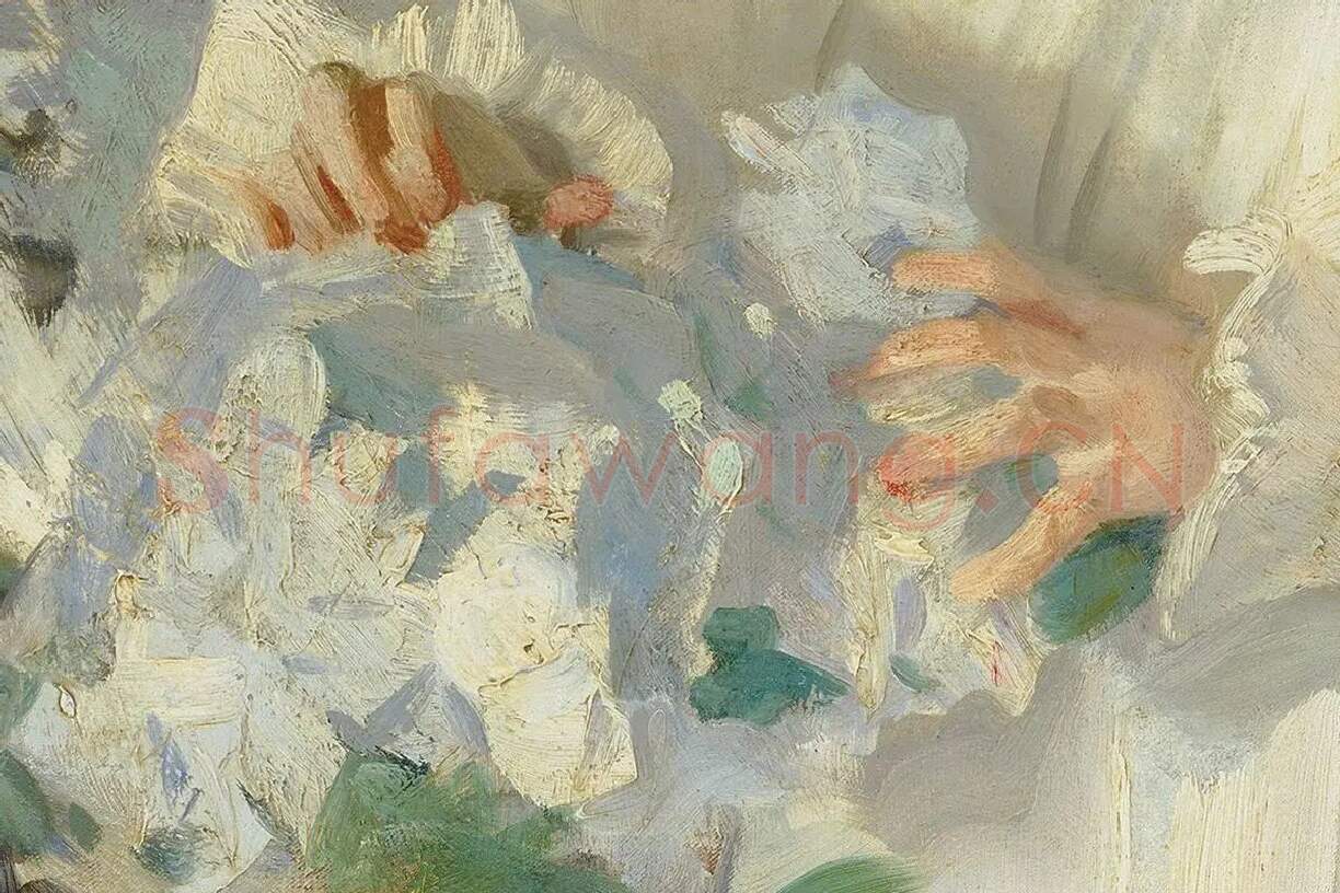 萨金特油画作品小女孩肖像《Helen Sears》局部 (3)