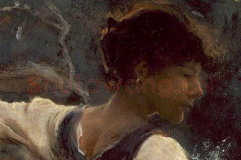 萨金特油画作品《卡普里女孩》局部 (1)