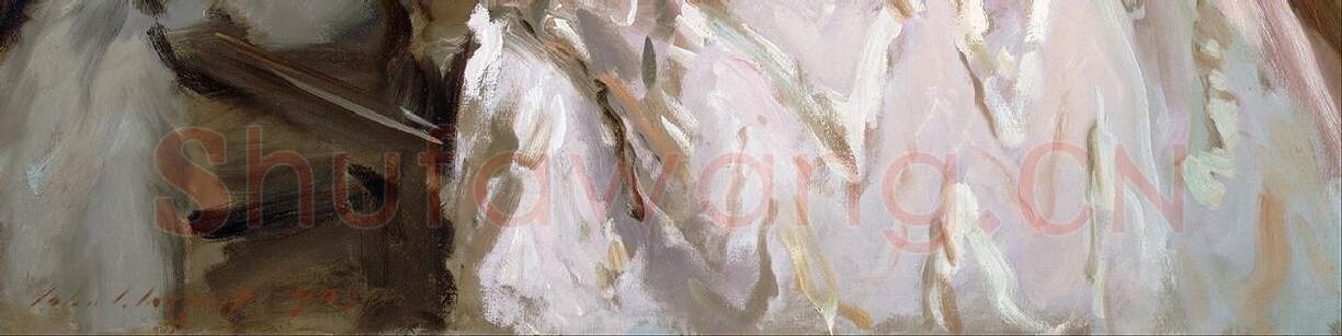 萨金特的女性人物肖像油画《沃伦太太和她的女儿》_05